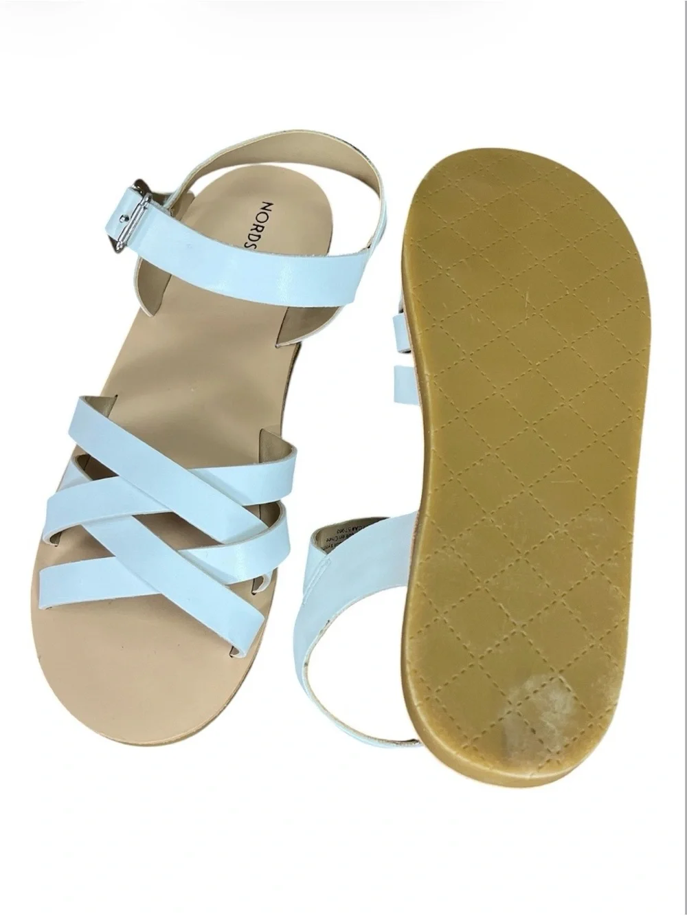 Nordstrom White Strappy Flat Sandals NWT Little Kid Size 1M